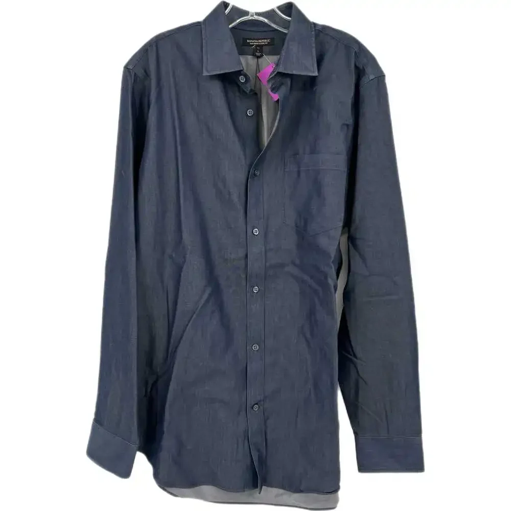 Banana Republic Blue Cotton Long Sleeve Button-Up Shirt | Size L
